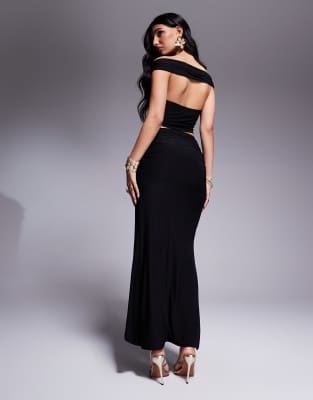 Missyempire Missy Empire Slinky High Low Drape Front Maxi Skirt