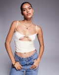 [Missyempire] Missy Empire slinky metal detail front cut out cami top in buttercream-Yellow 4 Butter Cream