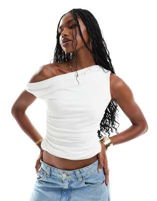 Missy Empire slinky off-shoulder top in white