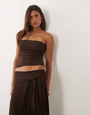 Missyempire Missy Empire Soft Touch Bandeau Top In Brown