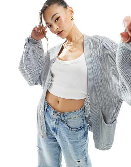 Missy Empire – Strickjacke in Grau mit Taschendetail