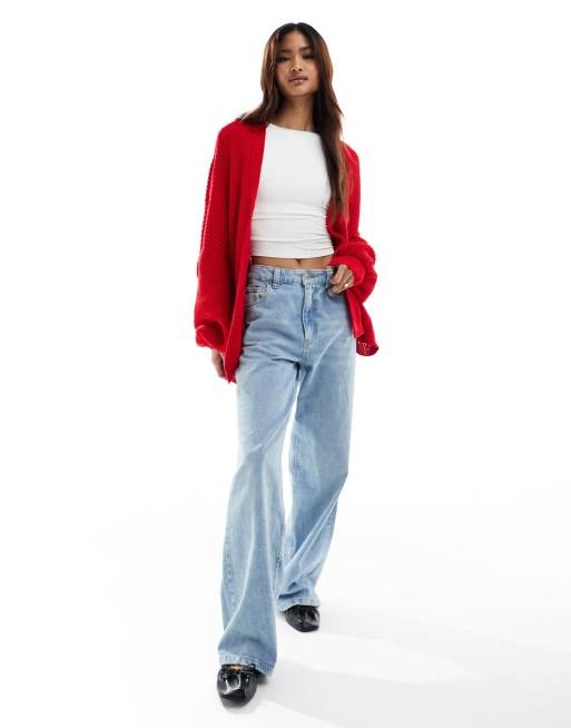 Missy Empire – Strickjacke in Rot mit Taschendetail | ASOS