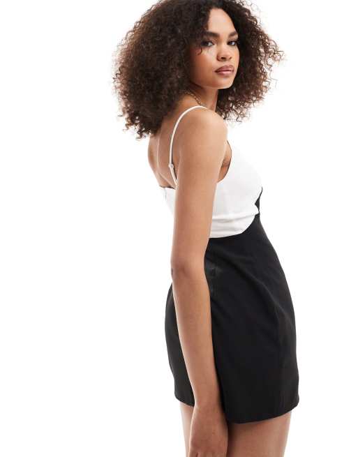Missy Empire tailored cami mini dress in monochrome, 3 of 4