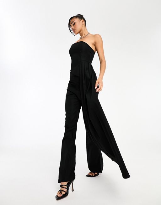 Missy Empire flower corsage pants in black (part of a set)