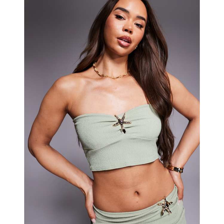 Missy Empire 【 Lace Bandeau Crop Top Women 】 レディース Missy Empire | Lace Bandeau Crop Top | Bandeau Tops | Sports