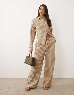 Missyempire Missy Empire Tie Waist Wide Leg Pants In Brown
