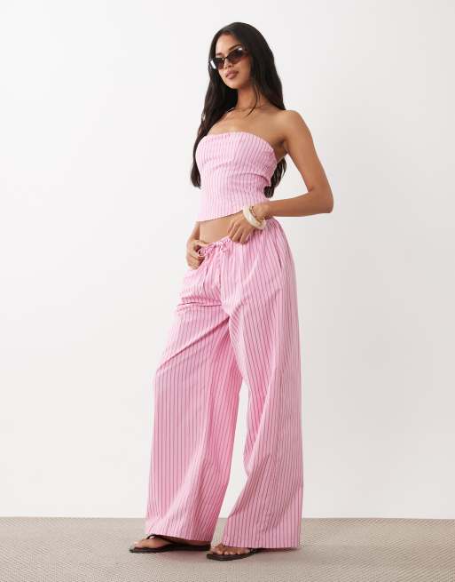 Missy Empire - Top bandeau d'ensemble en popeline à rayures - Rose, 2 de 4