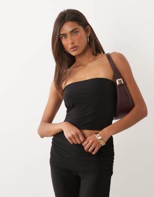 Missy Empire - Top bandeau d'ensemble près du corps en tissu double épaisseur - Noir IT 46