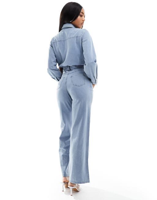 Missy Empire - Tuta jumpsuit di jeans a maniche lunghe blu, 4 di 4