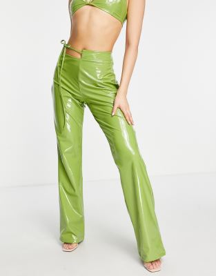 lime green latex pants