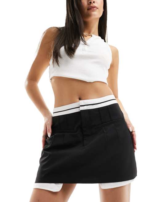 Missy Empire waistband detail mini skirt in black