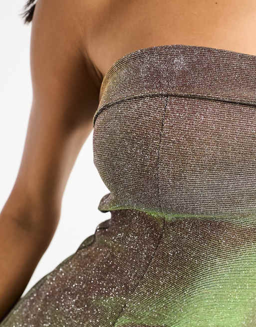 sydney gold glitter bandeau mini dress Amoris T701 Glitter Fabric A-Line Gown with Strapless Fitted Bodice Paris Blue / XL main image 0