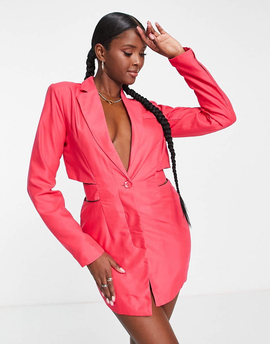 Missyempire blazer dress with cut out detail in fuchsia-Pink