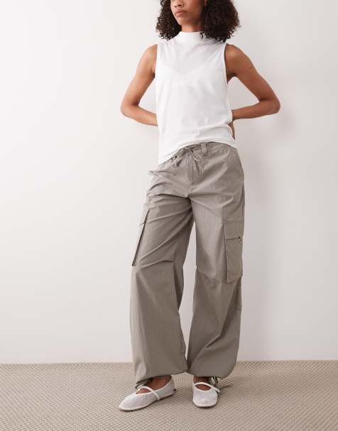 Missyempire cargo tie waist pocket detail balloon leg trousers in grey - view 1