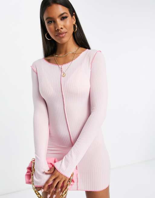 Pink and hot sale white contrast dress