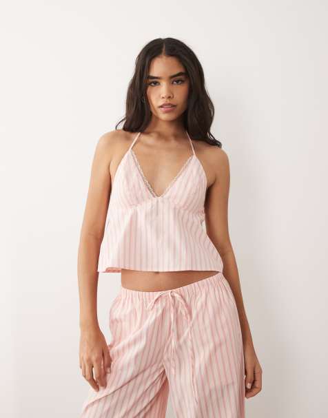 Missyempire cotton blend peplum hem cami top co-ord in pink stripe - PINK - view 1