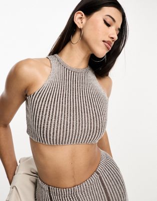 Missyempire contrast knitted racer crop top co-ord in ecru - ASOS Price Checker