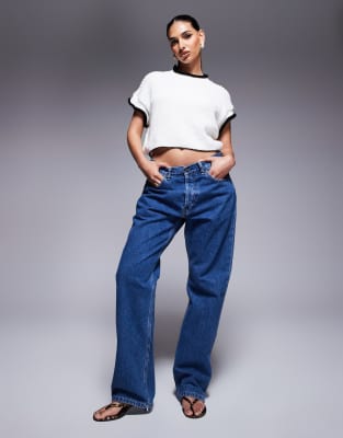 Missyempire Cropped Contrast Trim Sweater In White