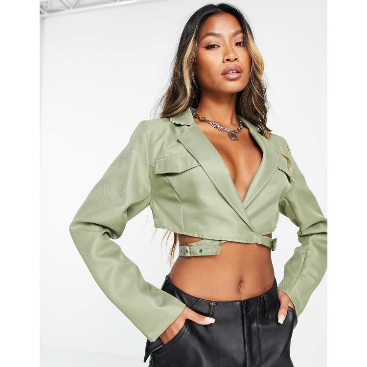 Crop on sale green jacket