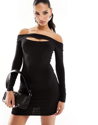 Missyempire cut out bardot mini dress in black | ASOS