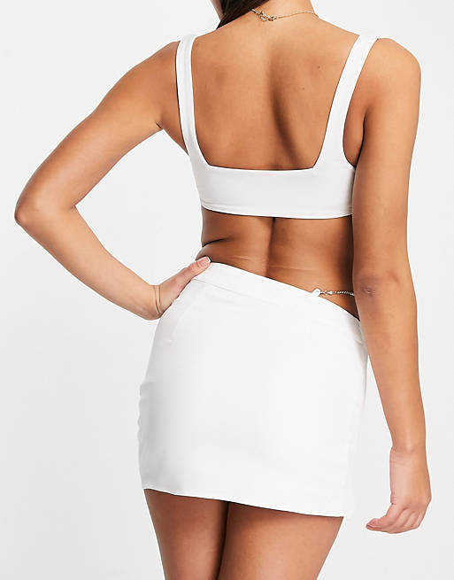 Women Missyempire cut out skirt with diamante strap co-ord in cream 