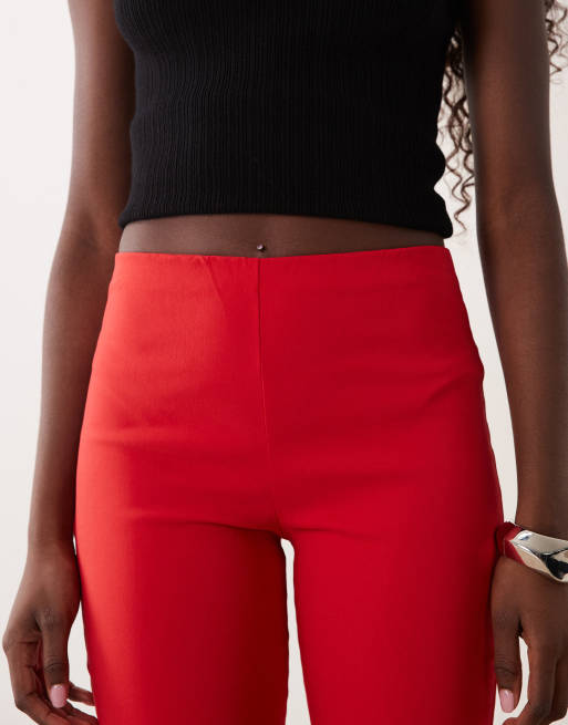 Missyempire czerwone spodnie capri z bengaliny, 3 z 5