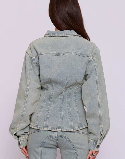 Missyempire Denim jacket in blue washed, 3 of 4