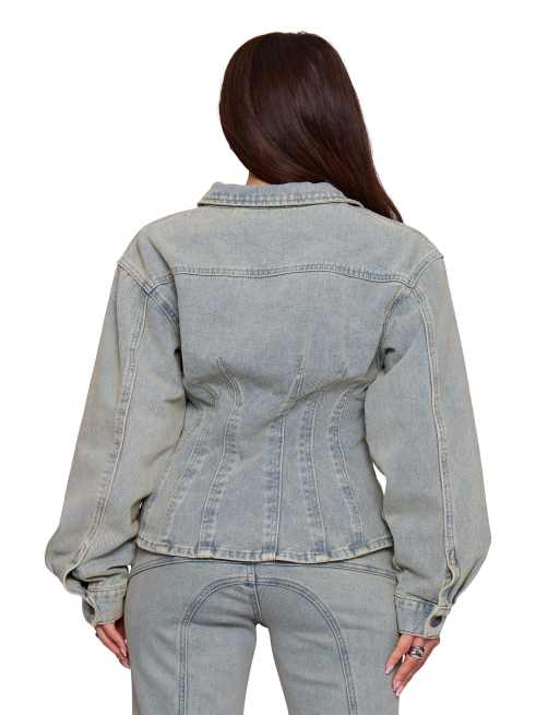 Missyempire Denim jacket in blue washed, 4 of 4