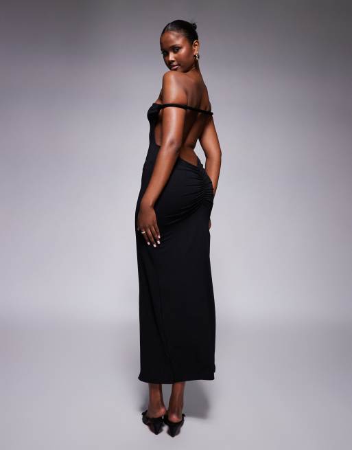 Missyempire - Robe longue près du corps dos nu à détail torsadé - Noir
