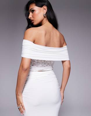 Missyempire Double Sculpted Slinky Deep Off The Shoulder Lace Top