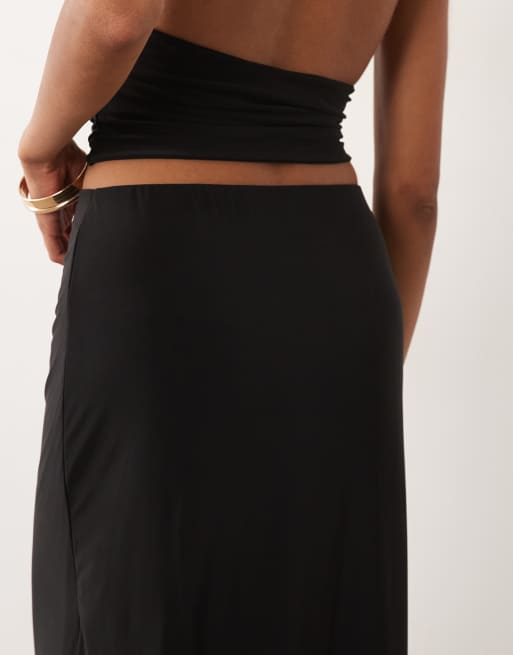 Missyempire double sculpted slinky maxi skirt co-ord in black, 5 of 5