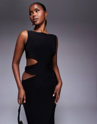 Shop Missyempire Double Sculpted Slinky Side Cut Out Maxi Dress