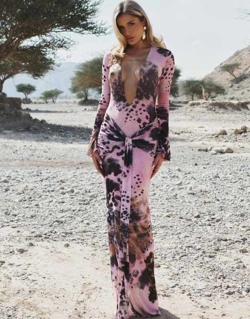 Missyempire Drape maxi dress in pink, 2 of 4