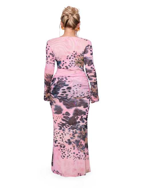 Missyempire Drape maxi dress in pink, 4 of 4