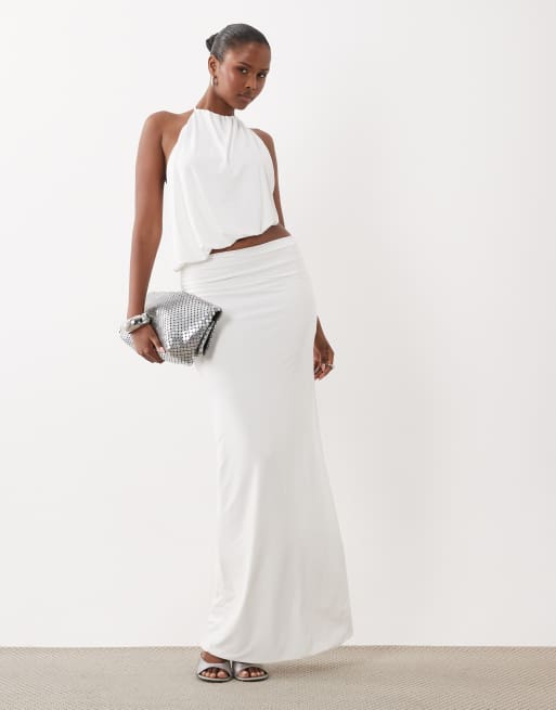 Missyempire ensemble 2 pièces top fluide à col halter blanc, 2 de 4