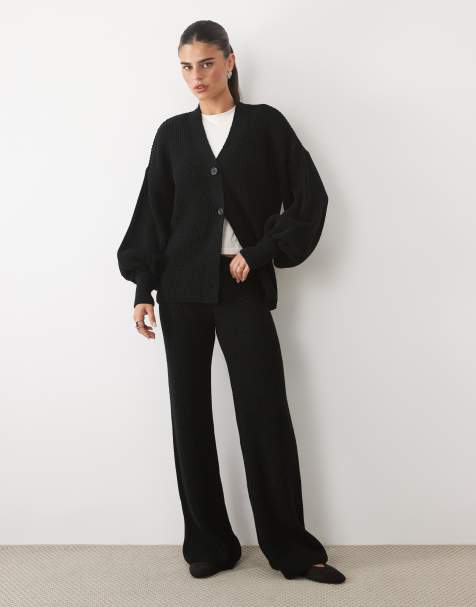 Missyempire ensemble coordonné pantalon large en maille noir - view 1