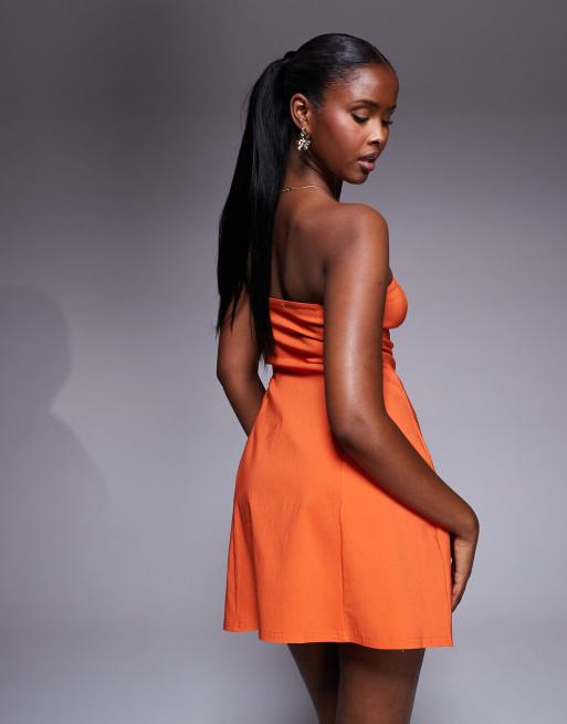 Missyempire exclusive bandeau mini skater dress in orange | ASOS