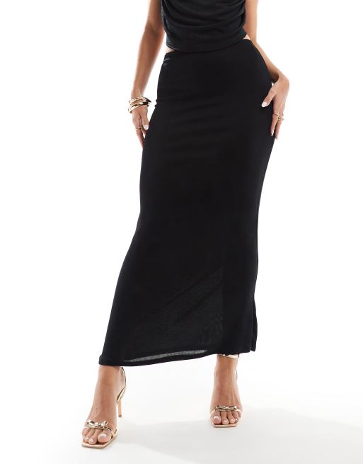 Missyempire exclusive column maxi skirt co-ord in black, 2 of 5