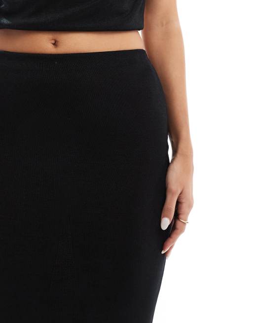 Missyempire exclusive column maxi skirt co-ord in black, 4 of 5