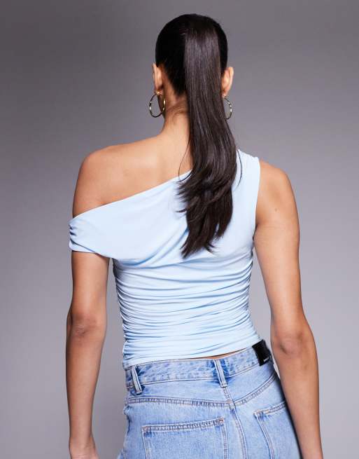Missyempire exclusive double layered slinky off shoulder top