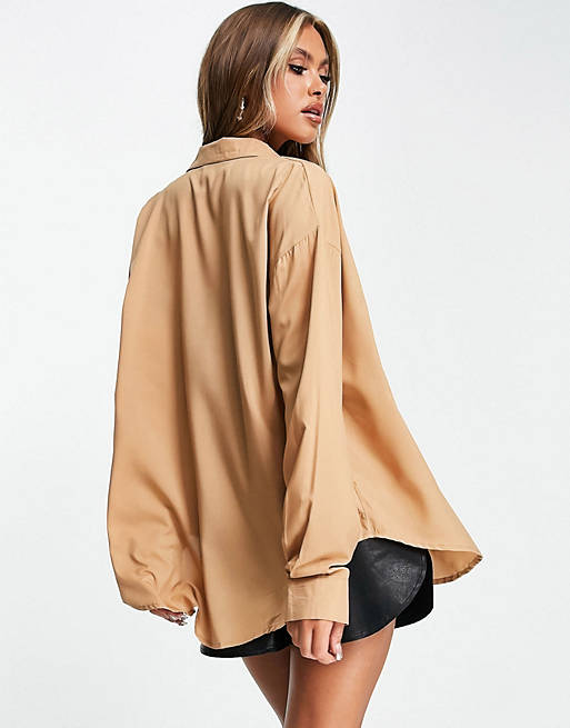 Women Shirts & Blouses/Missyempire exclusive not so basic oversized shirt in camel 