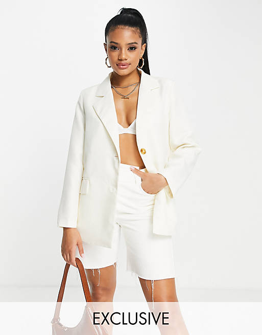 Missyempire exclusive oversized blazer in cream
