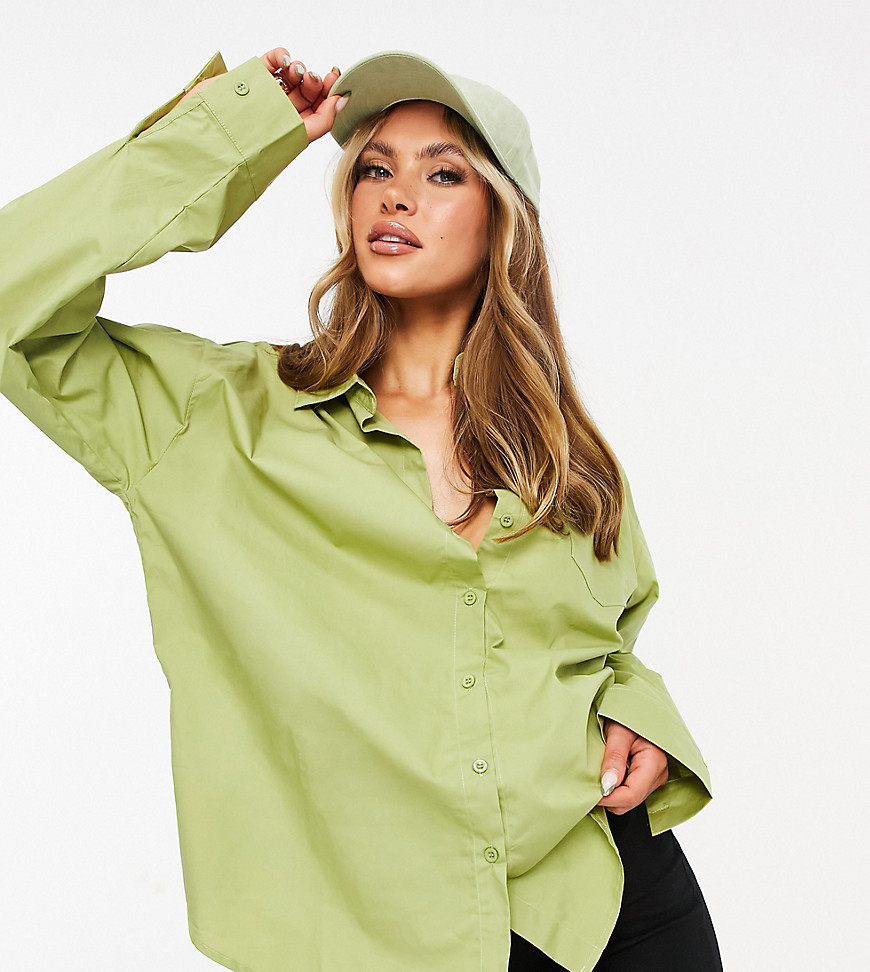 Missyempire exclusive oversized shirt in khaki-Green