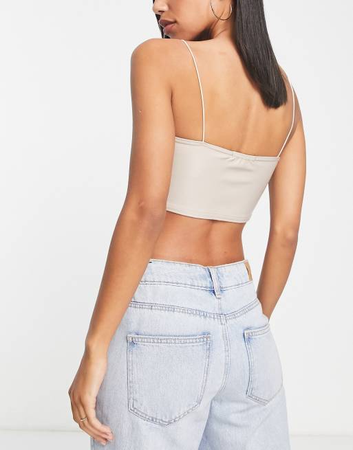 Missyempire exclusive ruched bralette in stone - part of a set, 2 of 4