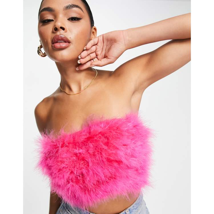 lumignon Ribbon bust fluffy tops ピンク ルミニョン lumignon Ribbon