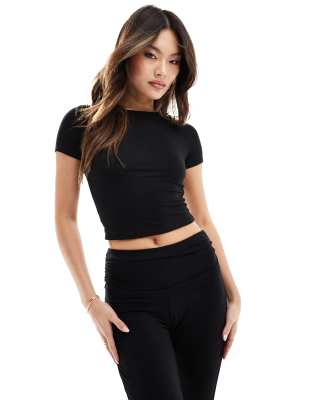 Missyempire Missyempire fitted t-shirt co-ord in black