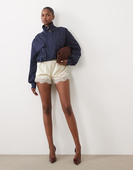Missyempire funnel neck buckle detail balloon sleeve jacket in