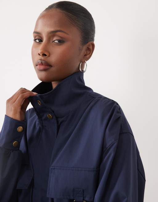 Missyempire funnel neck buckle detail balloon sleeve jacket in