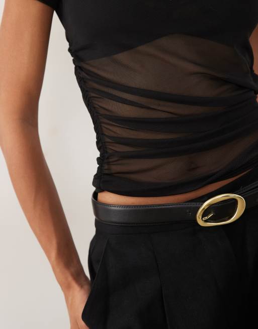 Missyempire gennemsigtig mesh-top med slashed hals i sort, 4 af 4