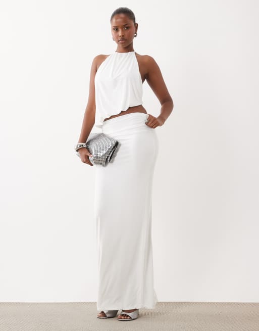 Missyempire - Gonna e top aderente a palloncino allacciato al collo bianco, 3 di 3